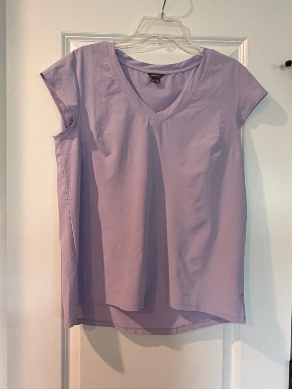 Eddie Bauer Lavender V-Neck Cap Sleeve Blouse